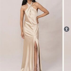 Revelry Satin Dress in Cream